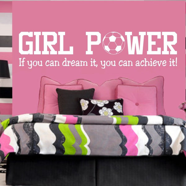 Girl Soccer Wall Sticker, Girl Power Wall Art, GRL PWR, Girl Soccer Decal, Girl Power, soccer wall decal, soccer gifts for girls