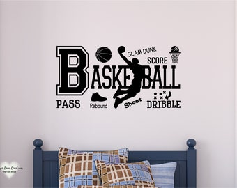 Basketball Wall Decal for Boys Room  l  Sports Wall Decal for Teen Boys  l   Kids Basketball Wall Sticker  l  Sports Wall Stickers