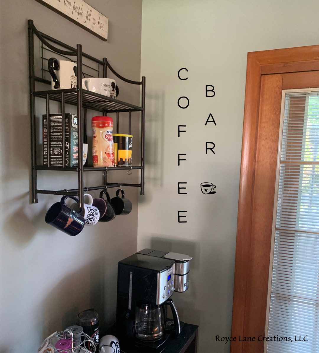 Vertical Coffee Bar Decal With Coffee Cup Decoration / Coffee Station
