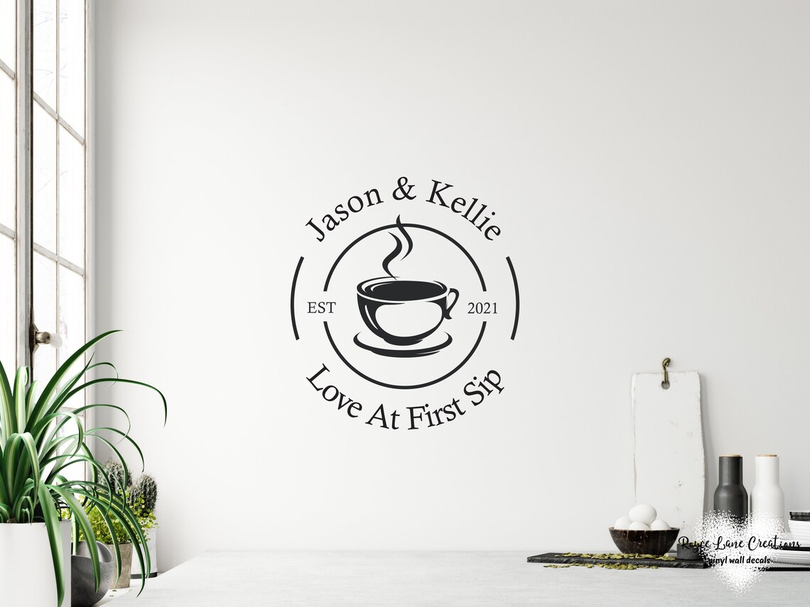 Personalized Coffee Bar Sign Wall Decal Vinyl Coffee Decal Etsy