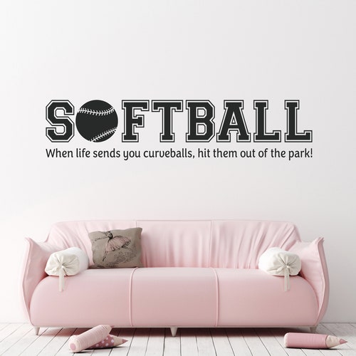 Wall Decal Quote Softball Vinyl Sports Wall Art Decal Quote Lettering Decor DP345