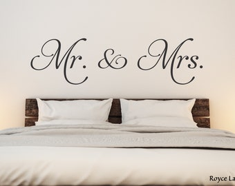 Mr. and Mrs. Vinyl Bedroom Wall Decal  - Bedroom Decor - Bedroom Wall Decor-Master Bedroom Decor- Bedroom Decal