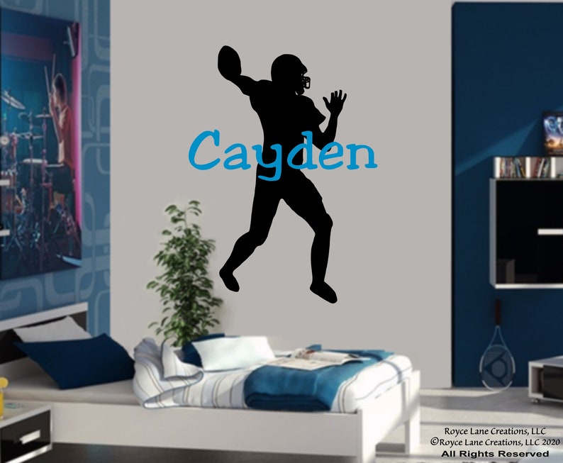 Football Player Wall Decal With Personalized Name for Teen Etsy