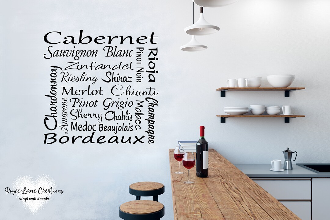 Wine Dec Wine Decor, Wine Wall Decal, Wine Decal, Wine Wall Art, Bar Decor, Wine ...