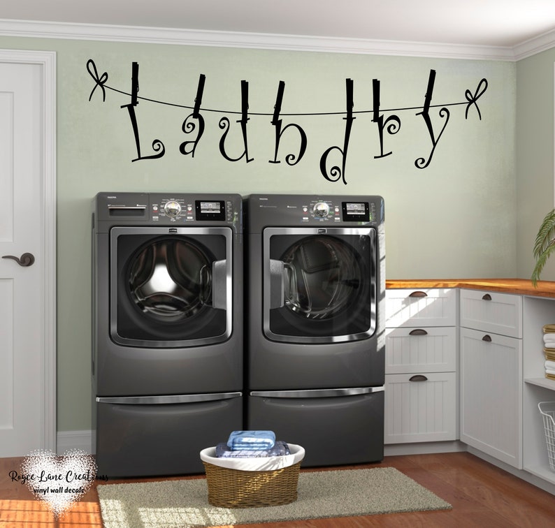 Laundry Room Decal / Laundry Letters Held by Clothespins Wall Decal ...