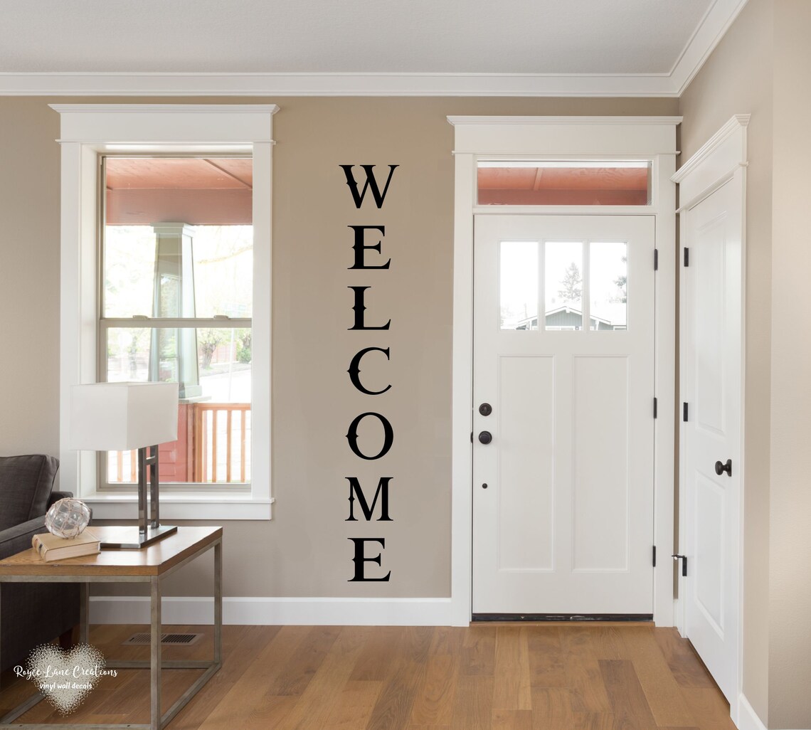 Vertical Welcome Decal / Vertical Welcome Wall Decor / - Etsy