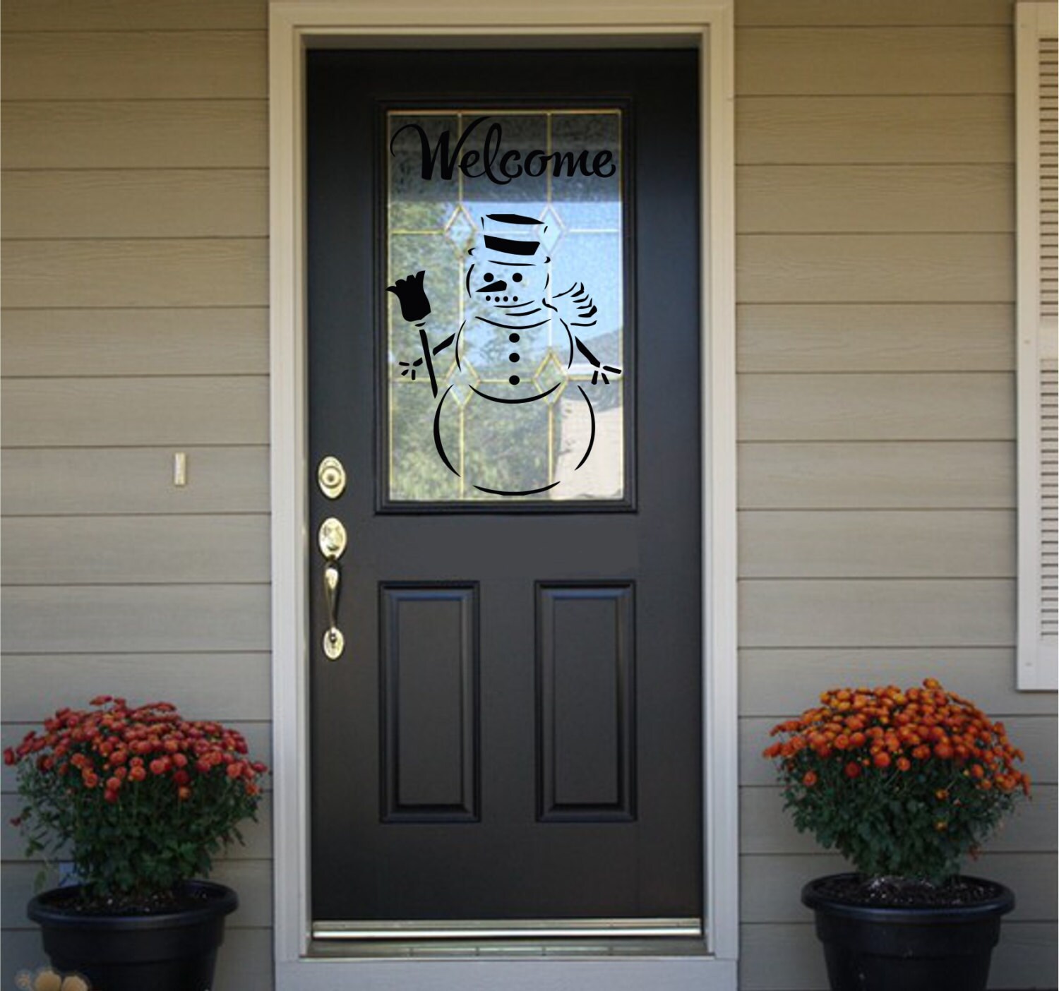 Welcome Decal Front Door With Snowman 2 1