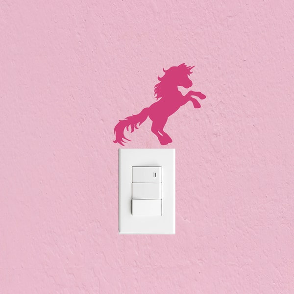 Unicorn Rainbow Light Switch Surround Wall Sticker - Decal For Kids' Bedroom Decor