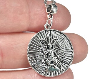 1, 4 or 20 BULK Large Silver Baphomet Pentagram Pendants, Satan