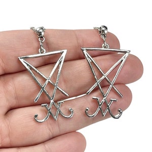Silver Sigil of Lucifer Pendant Necklace, Luciferian Symbol Necklace, Satanic Occult Jewelry, ,