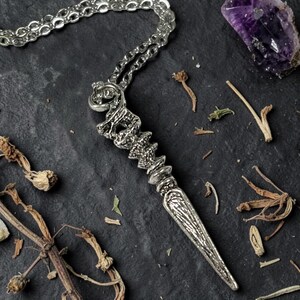 Silver Phurba Dagger Necklace, Buddhist Jewelry, Ritual Stake, Custom Chain Length,  Vajrayana, Tantric Buddhism Ritual Tool, Purification