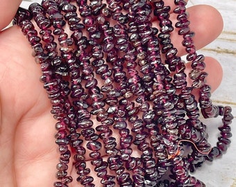 Dyed Garnet Chip Beads, 34 Inch Strand, 3-7mm, Crystal Jewelry Supply