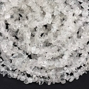 Clear Quartz Chips, 34-36 Inch Strand, Small to Large Natural Drilled Gemstone Beads, Designer Quality Gift, Valentine Gift