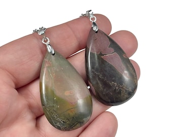 Jasper Teardrop Necklace, Natural Red Cherry Creek Jasper Pendant Necklace, Choose your stone!,, Holiday Gift Mothers Day