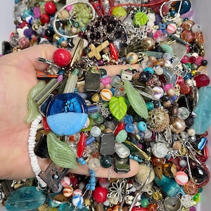 1 Pound Crafting Grab Bag, Mixed Jewelry Making Supply, Random Grab Bag, Mystery Bag, Stone/Bead/Charm/Findings Soup, Holiday Gift