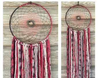 Black and Red Dreamcatchers, Goth Yarn Macrame Wall Hanging, Home Gift for Bedroom, Nursery, Dorm, Holiday Gift Mothers Day