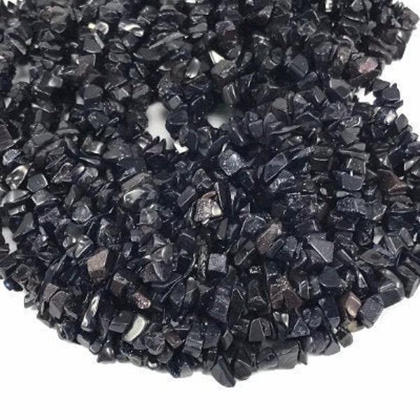 Tiny Blue Goldstone Beads, 36 Inch Strand, Approx 2-5mm, Glass/Man Made Gemstone Chips, Jewelry Supply, Holiday Gift Mothers Day
