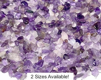 Amethyst Gemstone Chips; 50 grams, 100 Grams or 1 Pound, Purple and Clear Crystal Pieces, Holiday Gift Mothers Day