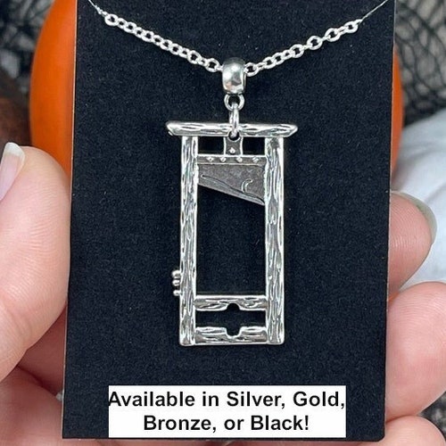 Silver Guillotine Pendant Necklace, Executioner Necklace, Guillotine Necklace, Holiday Gift