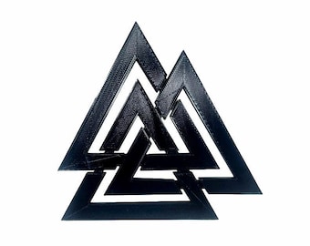 Black Valknut, 3, 5 or 8 Inch  Knot of the Slain Decoration, Black Altar Tile, Norse Symbols, 3D Printed Wall Art Gift Mothers Day