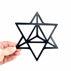 Merkaba Symbol, 3, 5 or 8 Inch Black Merkabah Decoration, Sacred Geometry Altar Tile, 3D Printed Wall Art, Mystical DiagramFather's Day Gift image 1