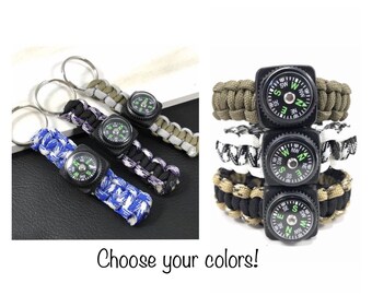 5X Adjustable Paracord Survival Bracelet alloy Buckle Compass Compass I7F5