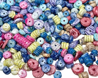 200+ Grams Dyed Clam Shell Heishi Beads, 4-9mm Beads, Irregular Disc Beads