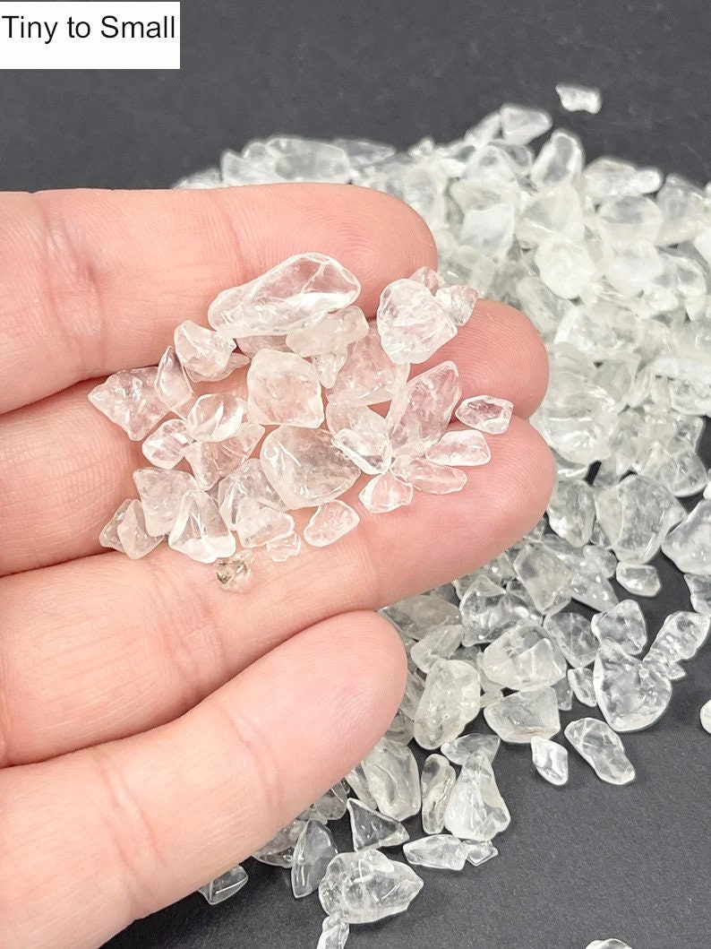 Clear Quartz Chips, Undrilled, 50 Grams, 100 Grams, or 1 Pound, Crystal Gravel, Holiday Gift Mothers Day image 8