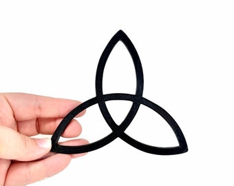 Black Triquetra Decoration, Trinity Knot Altar Tile, 3D Printed Wiccan Decor Gift,, Holiday Gift Mothers Day