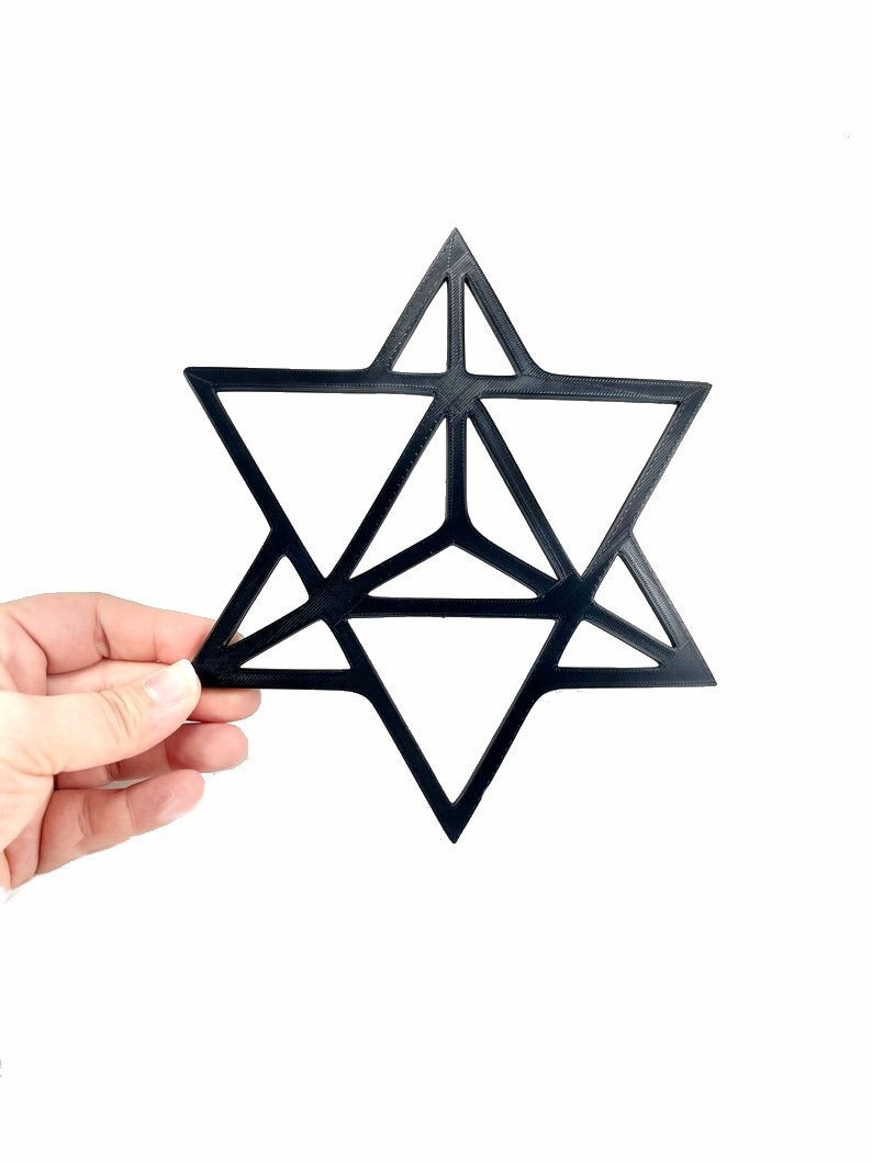 Merkaba Symbol, 3, 5 or 8 Inch Black Merkabah Decoration, Sacred Geometry Altar Tile, 3D Printed Wall Art, Mystical DiagramFather's Day Gift image 1