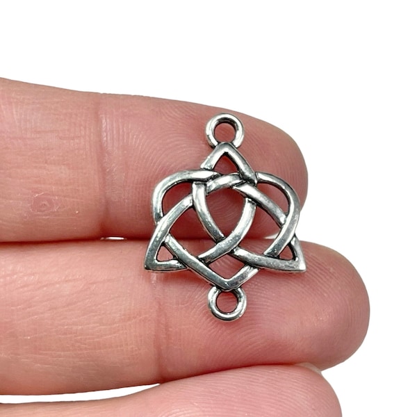 20 Celtic Trinity Knot Charms 24mm Bulk Silver Plated 1 to 1 Connector Pendants Knotwork Heart Triquetra Mothers Day