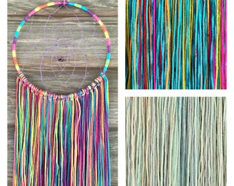 Custom Rainbow Dreamcatchers, Choose Your Rainbow, Pastel, Bright, Mixed Yarn Macrame Wall Hanging, Holiday Gift Mothers Day