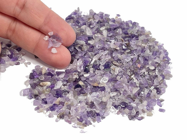 Amethyst Gemstone Chips 50 grams, 100 Grams or 1 Pound, Purple and Clear Crystal Pieces, Holiday Gift Mothers Day image 5