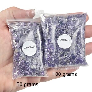 Amethyst Gemstone Chips 50 grams, 100 Grams or 1 Pound, Purple and Clear Crystal Pieces, Holiday Gift Mothers Day image 6