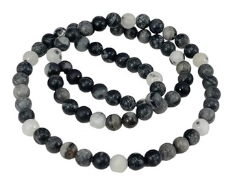 Black White & Gray Jasper Beaded Necklace, Multi-Stone, Gemstone Jewelry, Holiday Gift Mothers Day