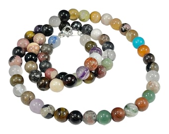 Multi Stone Necklace, Multi-Color Gemstone Beaded Necklace, Bracelet or Anklet, Holiday Gift Mothers Day