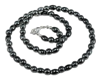 Hematite Beaded Necklace, Bracelet, or Anklet, Your Choice! Natural Stone Jewelry With Silver Plated or Sterling Silver Clasps, Holiday Gift