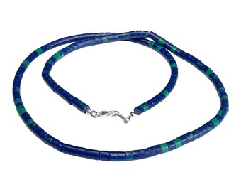 Blue and Green Heishi Anklet, Bracelet, or Necklace, Silver Plated or Sterling Silver Clasp, Lightweight Beach Jewelry Mothers Day