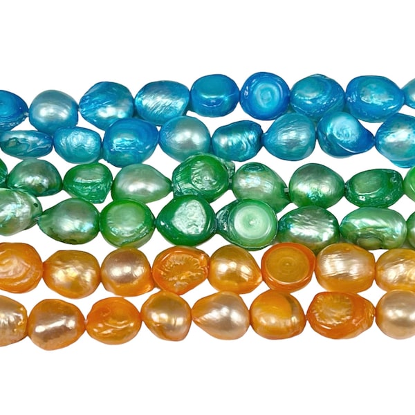 Freshwater Cultured Pearl Beads, 15 Inch Strand, 8-10mm Flat-sided Potato Shape, Dyed, Holiday Gift Mothers Day
