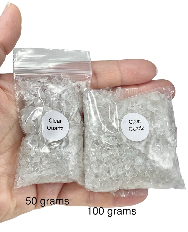 Clear Quartz Chips, Undrilled, 50 Grams, 100 Grams, or 1 Pound, Crystal Gravel, Holiday Gift Mothers Day image 6