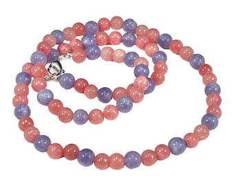 Pink and Purple Quartzite Necklace, Pastel Gemstone Beaded Necklace, Bracelet or Anklet, Holiday Gift Mothers Day