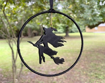 Spinning Witch On Broom Wall Hanging, Black Witch Flying Silhouette, Wiccan Decorations, Holiday Gift Mothers Day