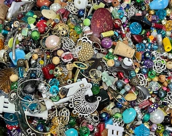 1 Pound Crafting Grab Bag, Mixed Jewelry Making Supply, Random Grab Bag, Mystery Bag, Stone/Bead/Charm/Findings Soup