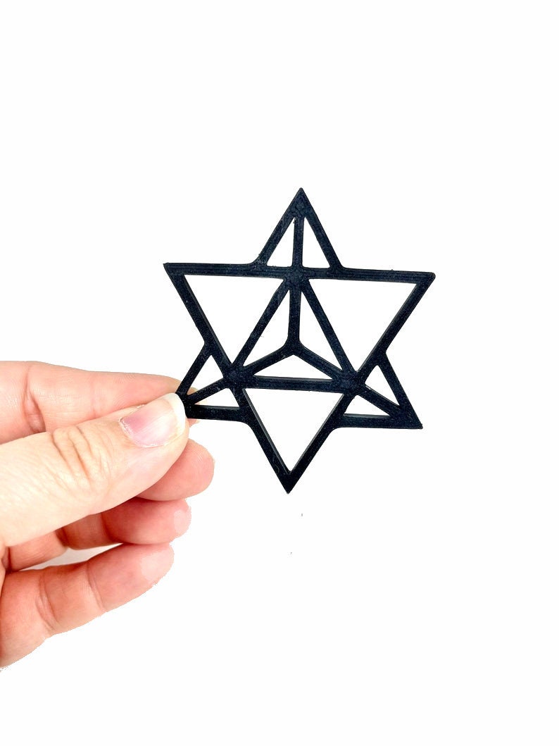 Merkaba Symbol, 3, 5 or 8 Inch Black Merkabah Decoration, Sacred Geometry Altar Tile, 3D Printed Wall Art, Mystical DiagramFather's Day Gift image 3