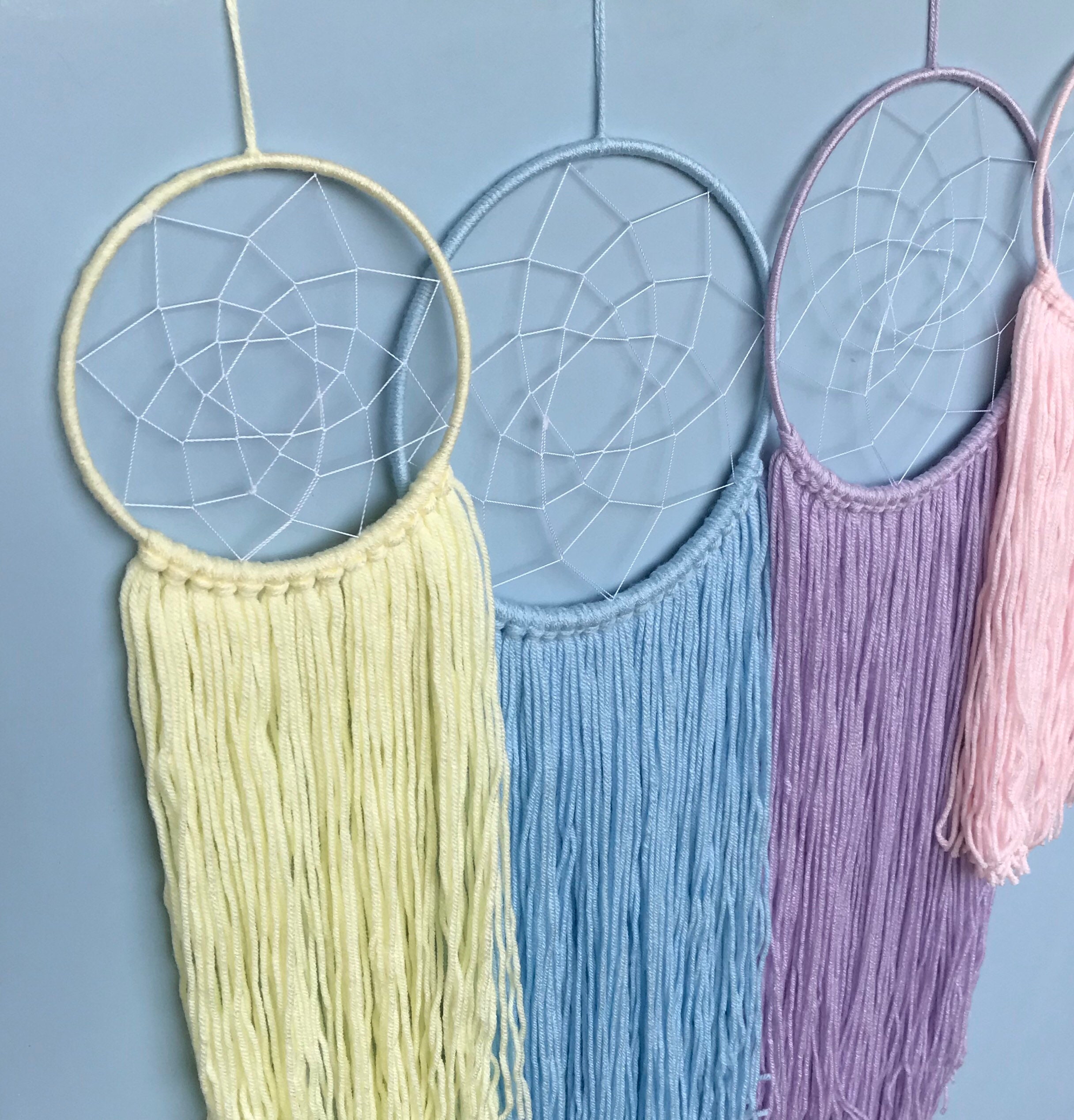 Custom Pastel Dream Catchers Yarn Dream Catcher with Fringe Etsy
