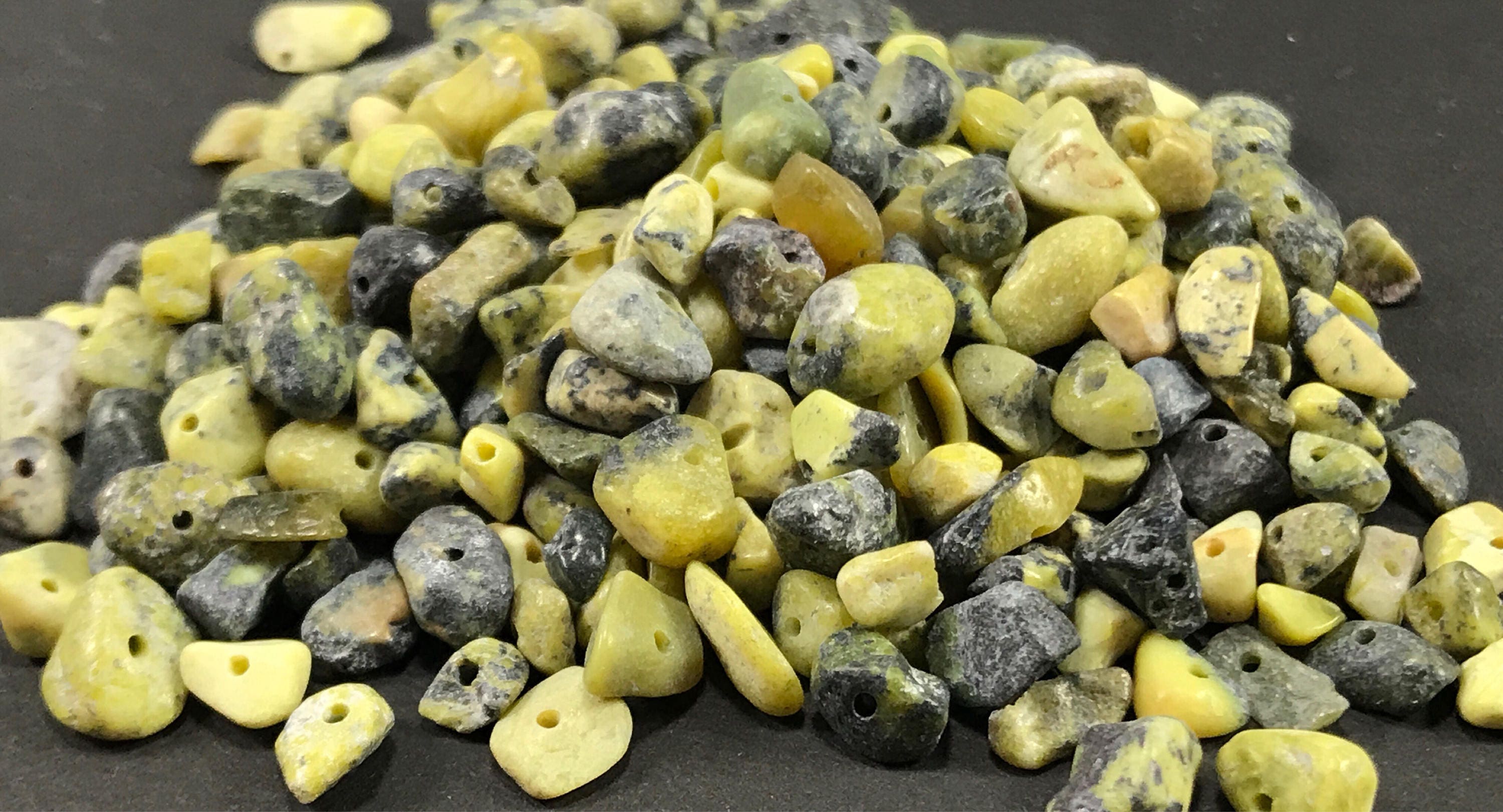 Yellow Turquoise Gemstone Chips Pre Drilled Green Stone Chips Etsy