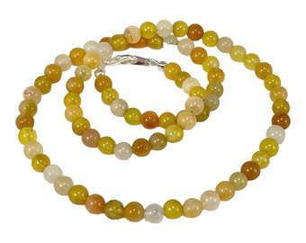 Yellow Agate Gemstone Beaded Necklace, Bracelet or Anklet, Yellow and Orange Multi Color Jewelry, Holiday Gift Mothers Day