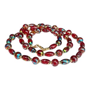 Roxy Beaded Necklace - Red/Gold