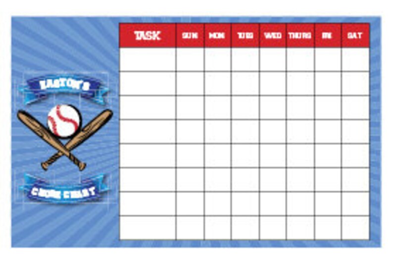 Personalized Dry Erase Homework or Chore Chart Baseball Etsy