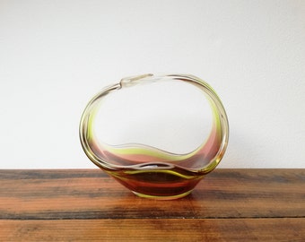 Zweedse Flygsfors 'Coquille' gesigneerde glazen mand uit het midden van de eeuw - Paul Kedelv
